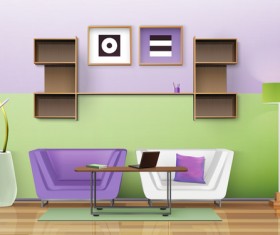 living room interior design vector 05