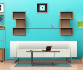 living room interior design vector 06