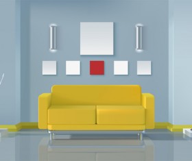 living room interior design vector 09