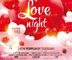 love night valentine flyer template psd material