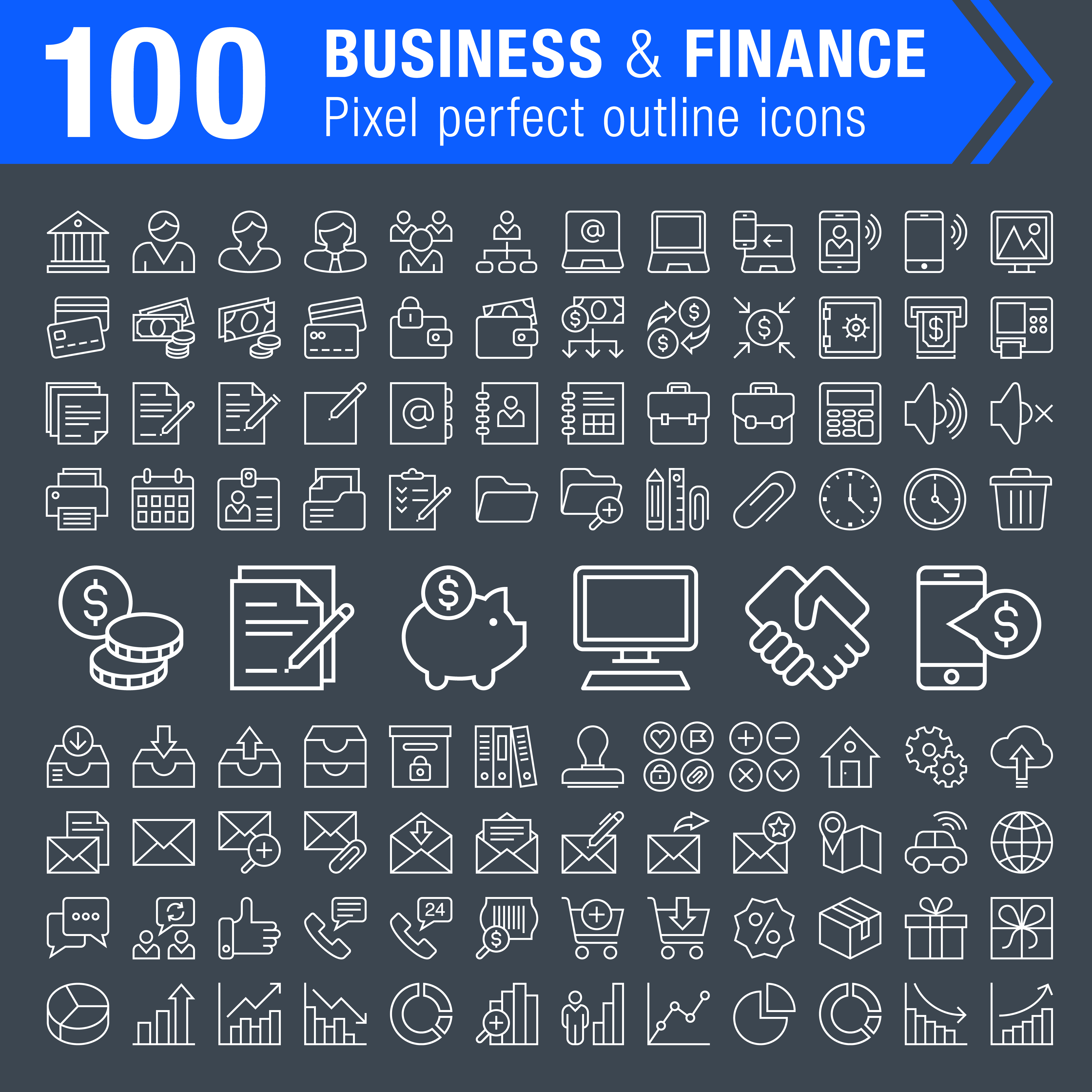 100 business and finance icons