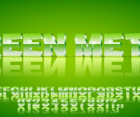 3D green gradient alphabet with number vector