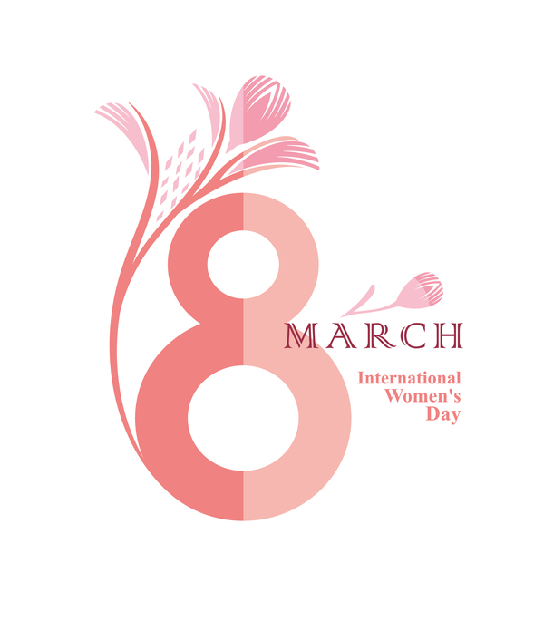 8 March symbol of figure eight and gently pink flower vector