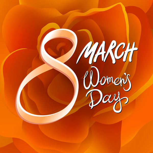 International Women Day greeting card. Background template March 8 vector
