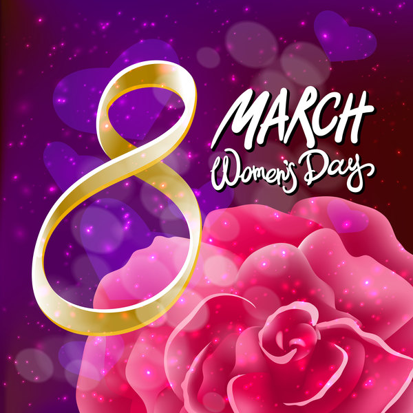 8 march women day with rose background vector 07