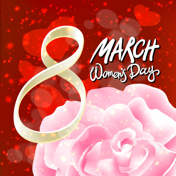 8 march women day with rose background vector 08