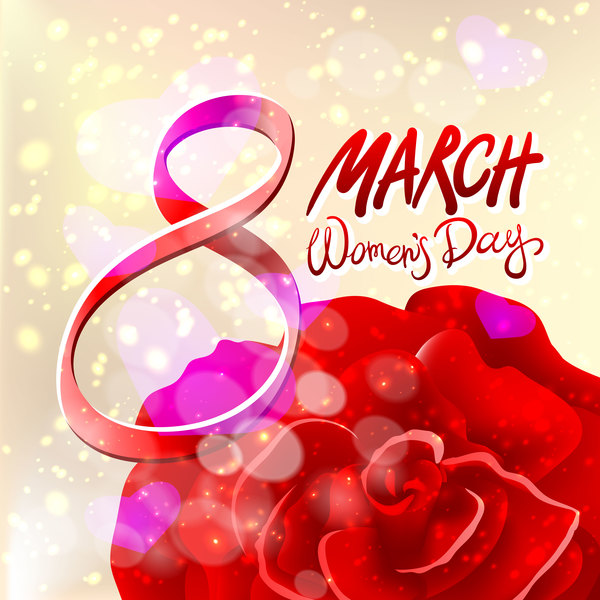8 march women day with rose background vector 10