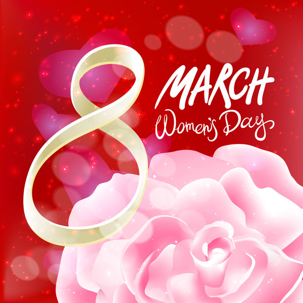 8 march women day with rose background vector 11