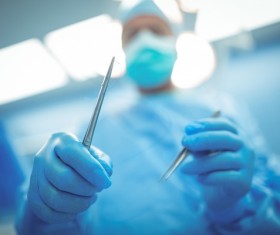 A wounded doctor Stock Photo