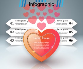 Abstract 3D digital heart infographic vectors 03