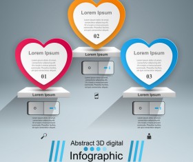 Abstract 3D digital heart infographic vectors 04