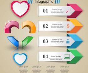 Abstract 3D digital heart infographic vectors 06