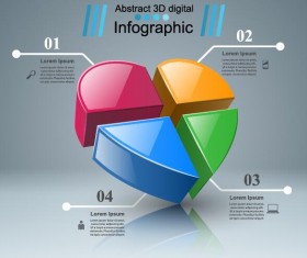 Abstract 3D digital heart infographic vectors 07
