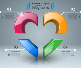 Abstract 3D digital heart infographic vectors 08