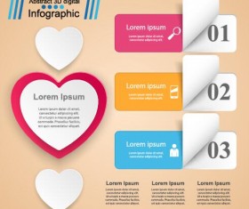 Abstract 3D digital heart infographic vectors 09