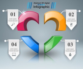 Abstract 3D digital heart infographic vectors 10