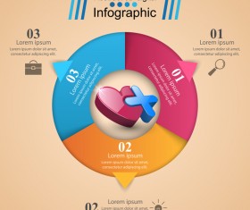 Abstract 3D digital heart infographic vectors 11