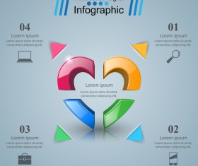 Abstract 3D digital heart infographic vectors 12
