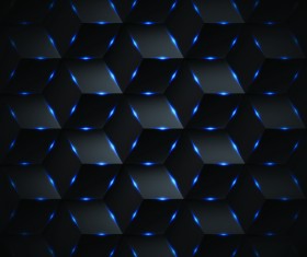Abstract black rectangle pattern background with blue lighting vector