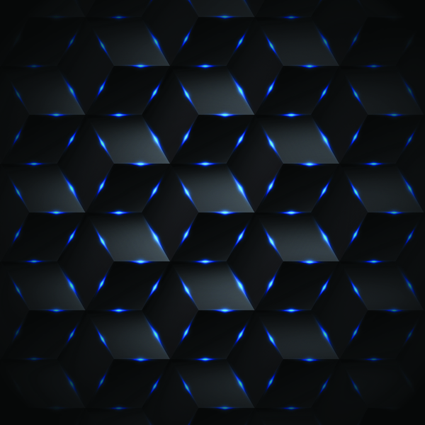 Abstract black rectangle pattern background with blue lighting vector