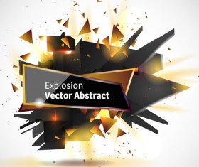 Abstract explosion effect golden with black background vector 01