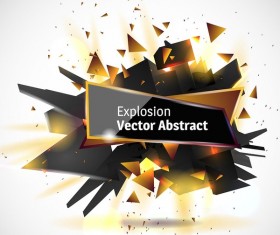 Abstract explosion effect golden with black background vector 02