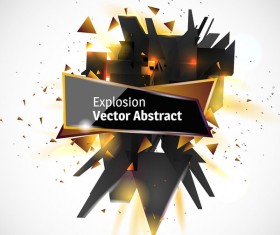 Abstract explosion effect golden with black background vector 03