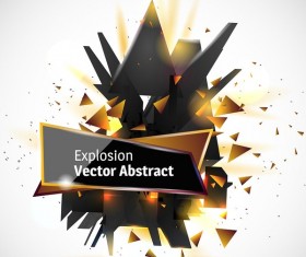 Abstract explosion effect golden with black background vector 04