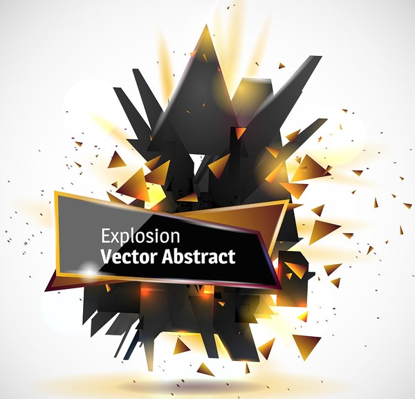 Abstract explosion effect golden with black background vector 04