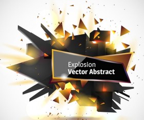 Abstract explosion effect golden with black background vector 05