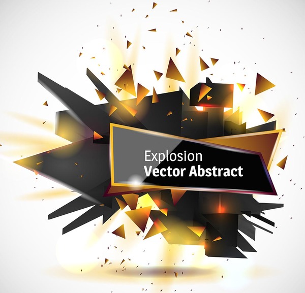 Abstract explosion effect golden with black background vector 05