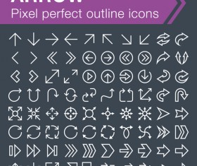 Arrow outline icons set