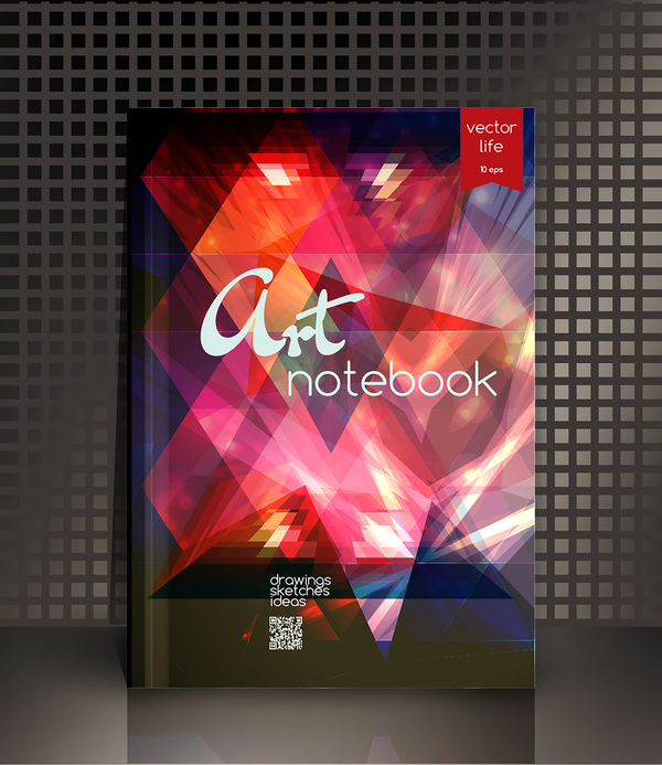 Art notebook cover template vector 01