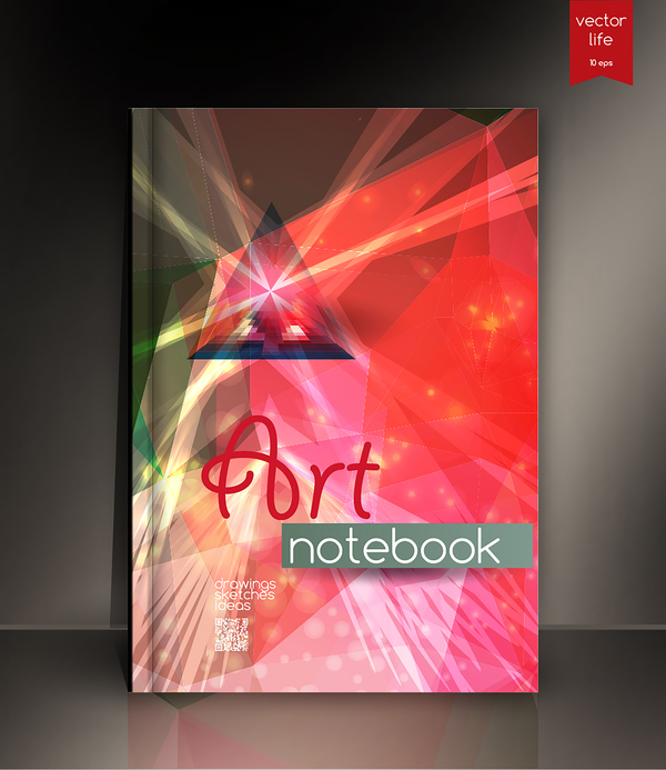 Art notebook cover template vector 02