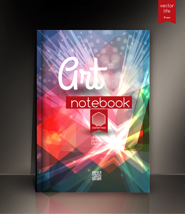 Art notebook cover template vector 03