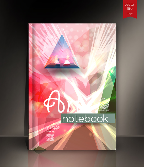 Art notebook cover template vector 06