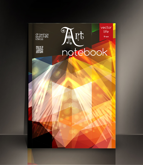 Art notebook cover template vector 07