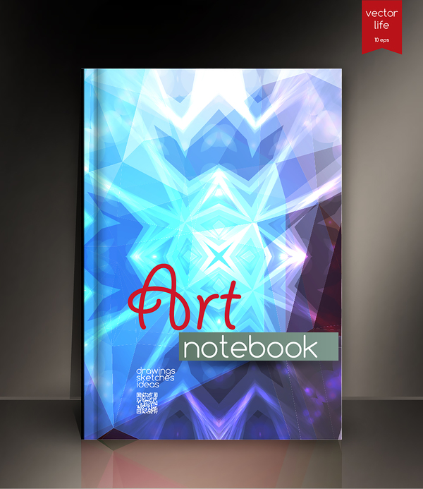 Art notebook cover template vector 10