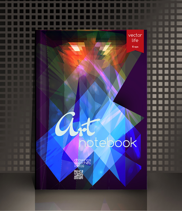 Art notebook cover template vector 12