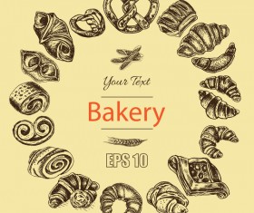 Bakery poster retro styles vector 05