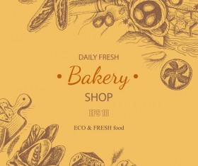Bakery shop poster retro styles vectors