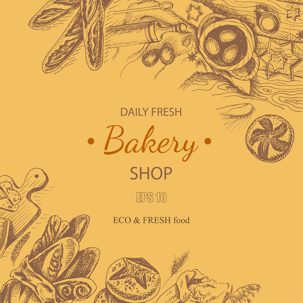 Bakery shop poster retro styles vectors