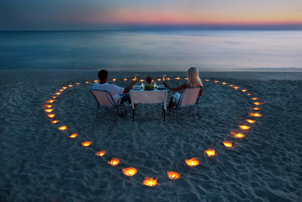 Beach Romantic couple Stock Photo