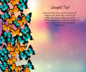 Beautiful butterflies with halation spring background vector 03