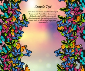 Beautiful butterflies with halation spring background vector 05