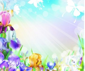 Beautiful flower with brilliant background vectors 01