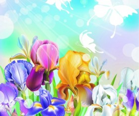 Beautiful flower with brilliant background vectors 02
