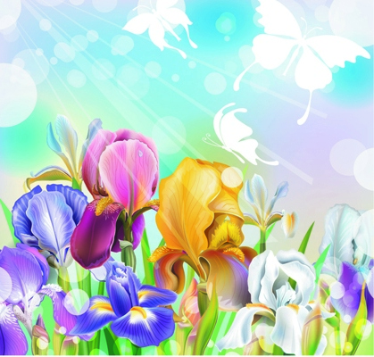 Beautiful flower with brilliant background vectors 02