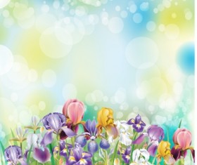 Beautiful flower with brilliant background vectors 04