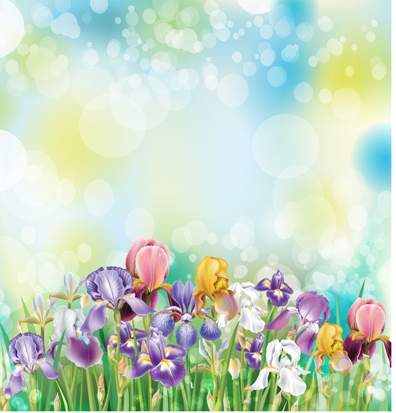 Beautiful flower with brilliant background vectors 04